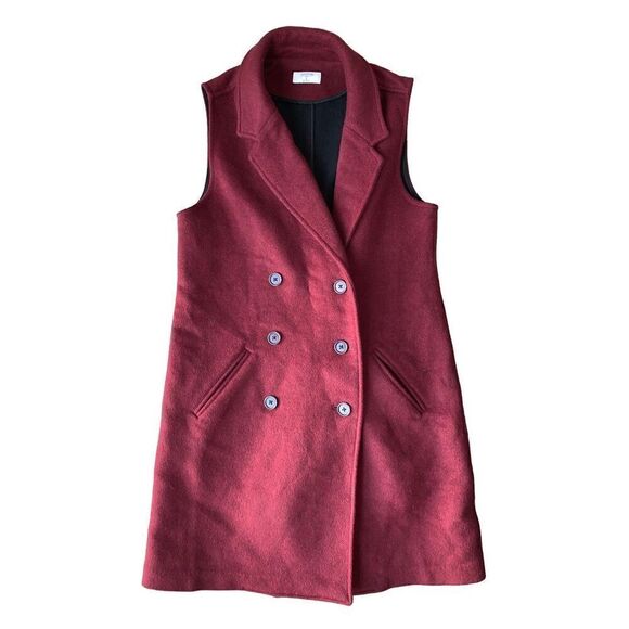 UNTUCKit Vera Double Breasted Wool Blend Vest in Burgundy - Picture 1 of 10